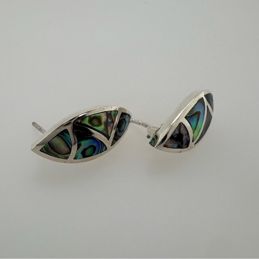Sterling Silver Stud Earrings w/ Abalone